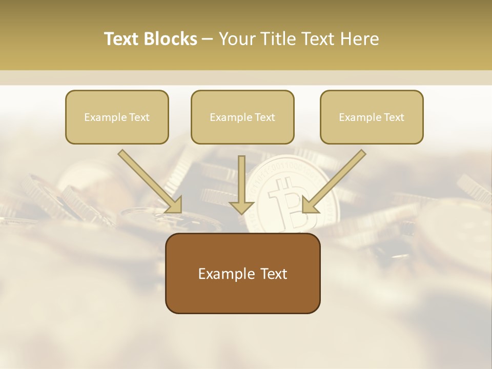 A Pile Of Gold Coins With A Bit Coin On Top PowerPoint Template