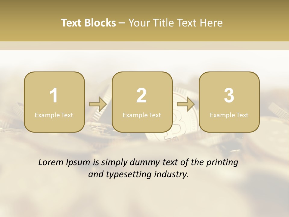 A Pile Of Gold Coins With A Bit Coin On Top PowerPoint Template