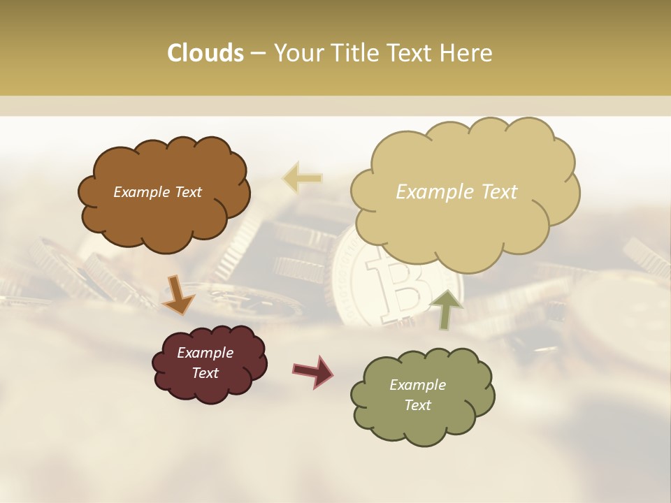A Pile Of Gold Coins With A Bit Coin On Top PowerPoint Template