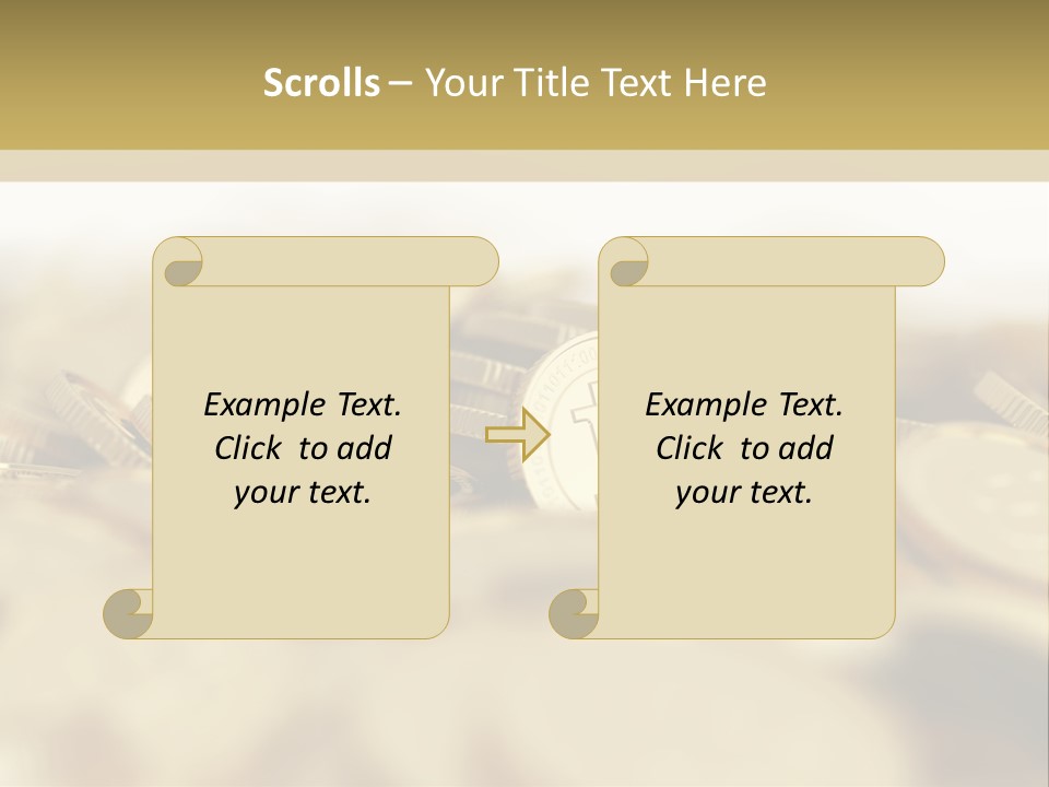 A Pile Of Gold Coins With A Bit Coin On Top PowerPoint Template
