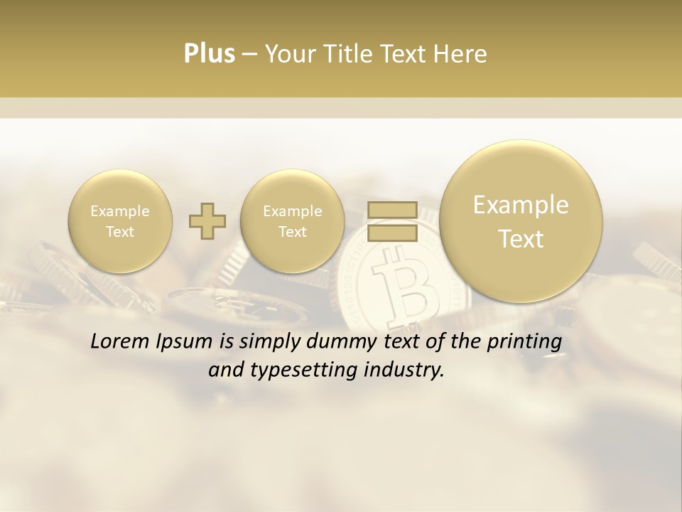 A Pile Of Gold Coins With A Bit Coin On Top PowerPoint Template