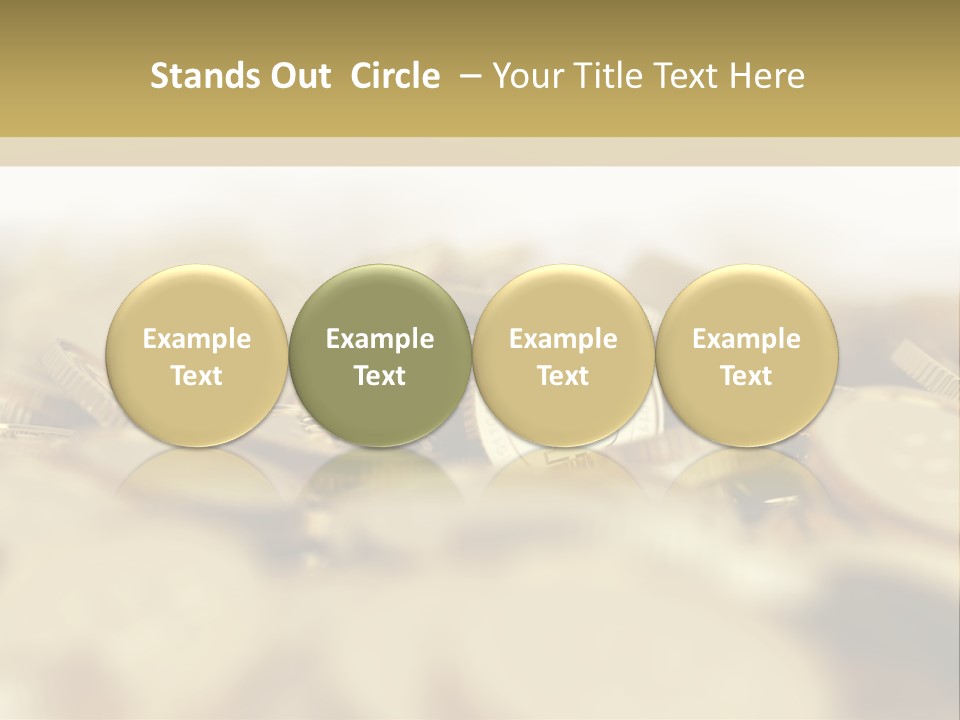 A Pile Of Gold Coins With A Bit Coin On Top PowerPoint Template