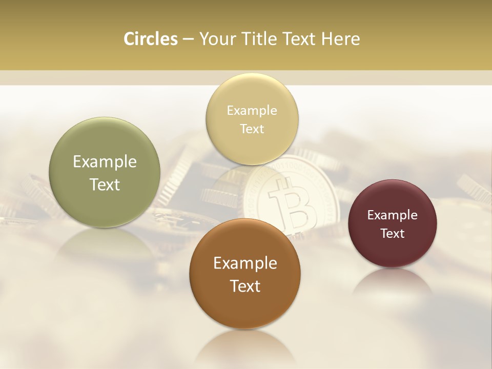 A Pile Of Gold Coins With A Bit Coin On Top PowerPoint Template