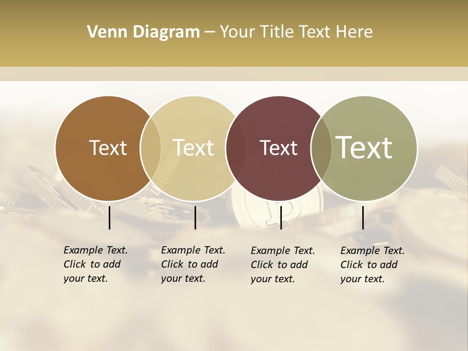 A Pile Of Gold Coins With A Bit Coin On Top PowerPoint Template