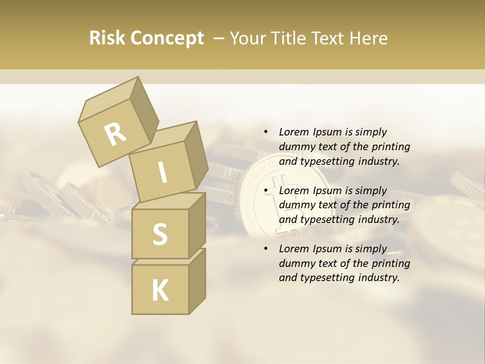 A Pile Of Gold Coins With A Bit Coin On Top PowerPoint Template