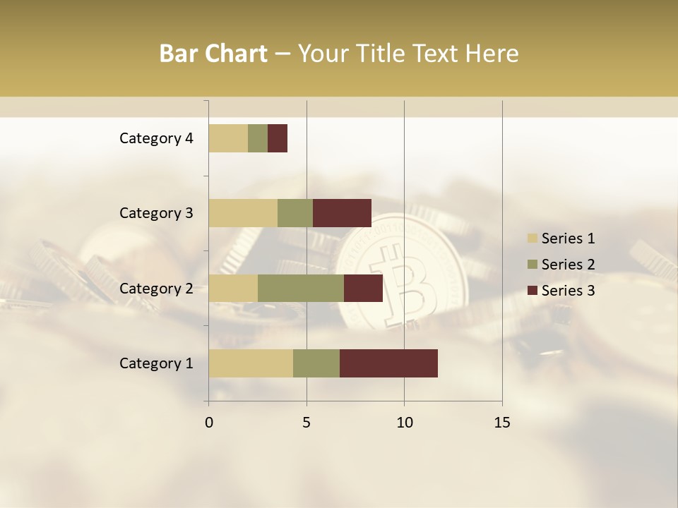A Pile Of Gold Coins With A Bit Coin On Top PowerPoint Template
