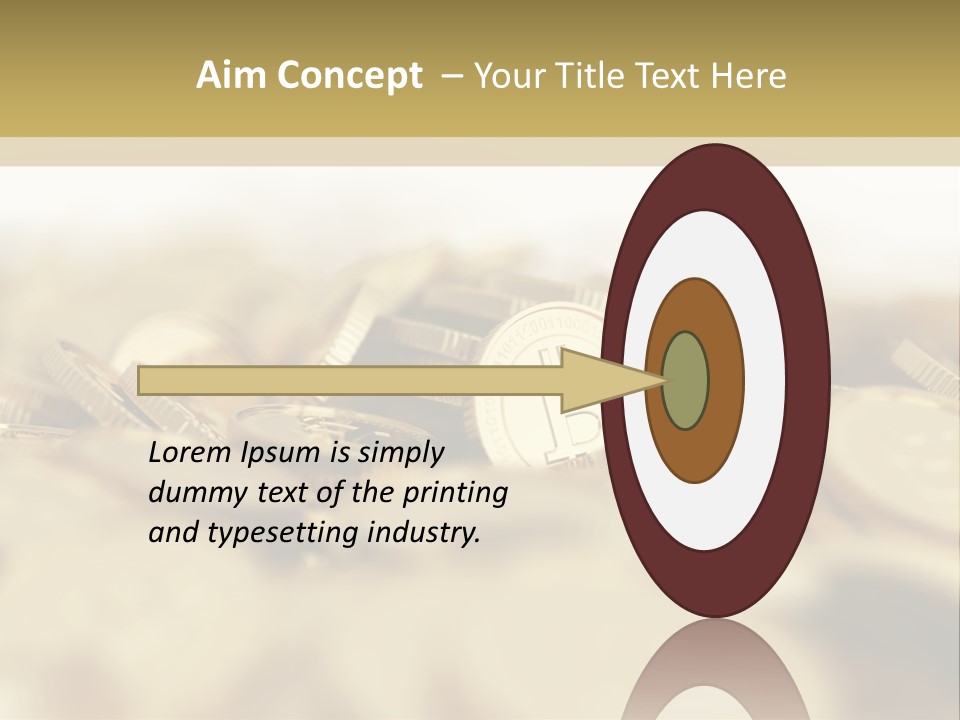 A Pile Of Gold Coins With A Bit Coin On Top PowerPoint Template