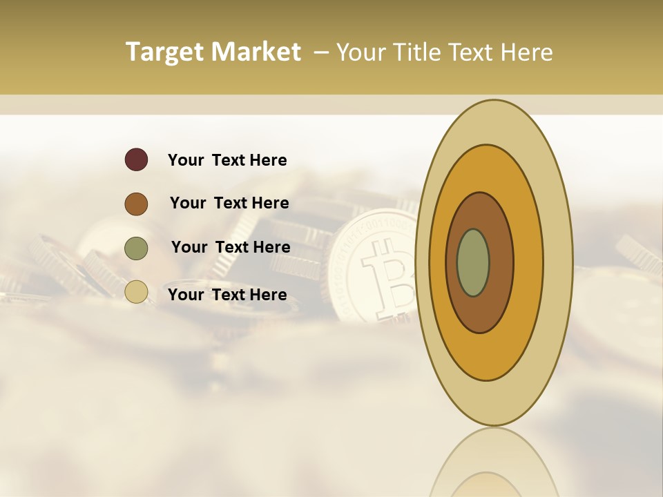 A Pile Of Gold Coins With A Bit Coin On Top PowerPoint Template