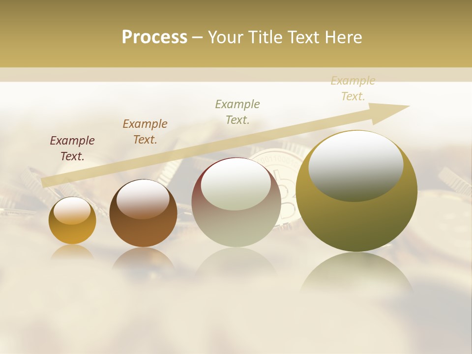 A Pile Of Gold Coins With A Bit Coin On Top PowerPoint Template