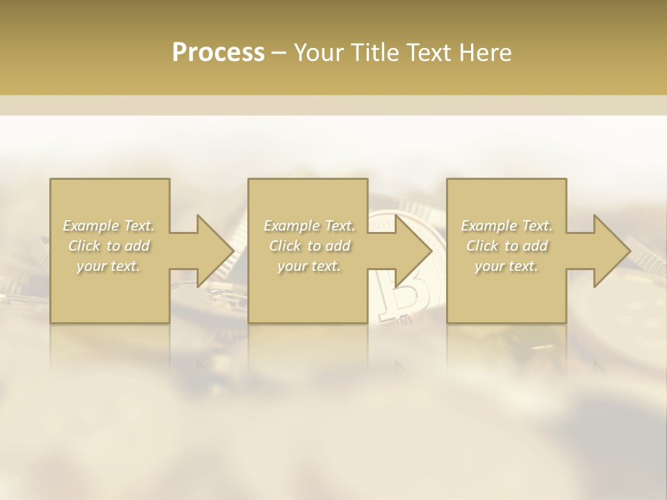 A Pile Of Gold Coins With A Bit Coin On Top PowerPoint Template