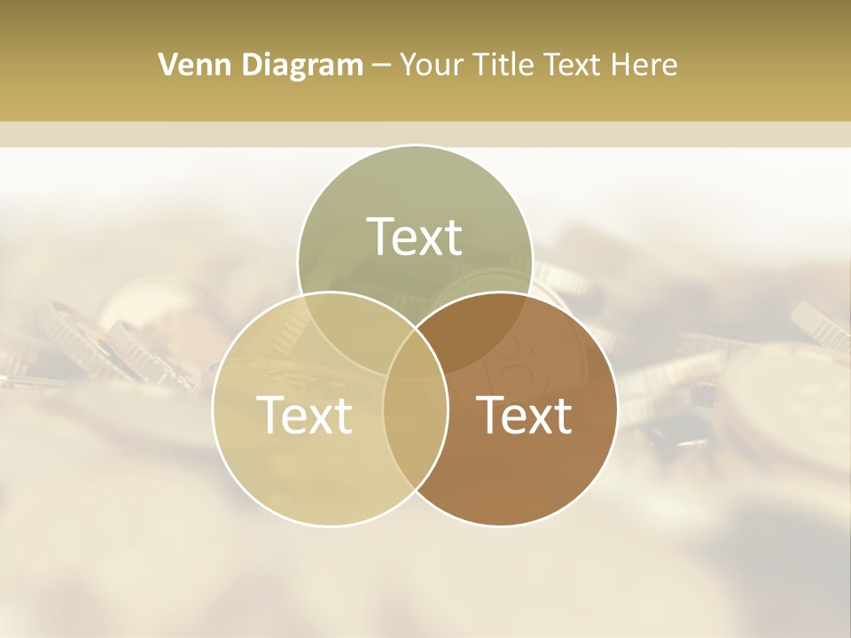 A Pile Of Gold Coins With A Bit Coin On Top PowerPoint Template