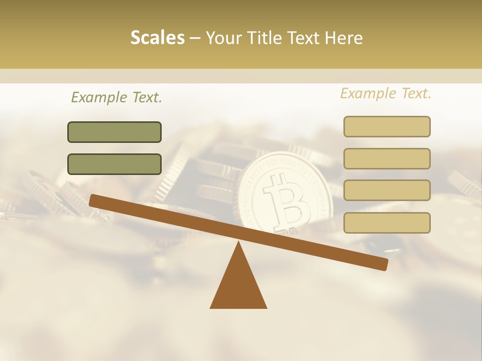 A Pile Of Gold Coins With A Bit Coin On Top PowerPoint Template