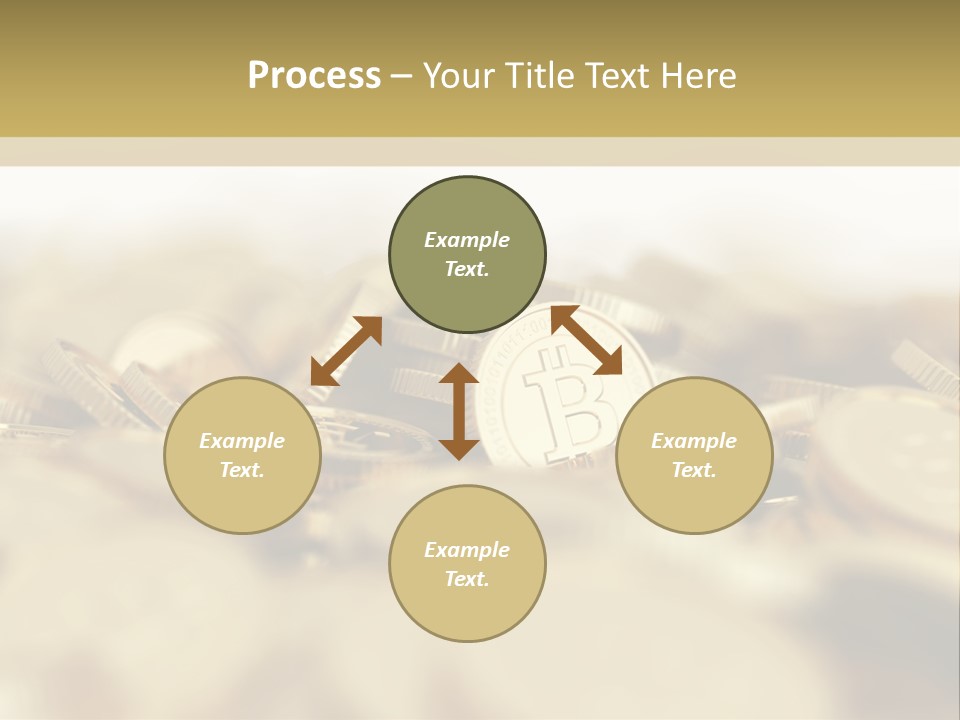 A Pile Of Gold Coins With A Bit Coin On Top PowerPoint Template
