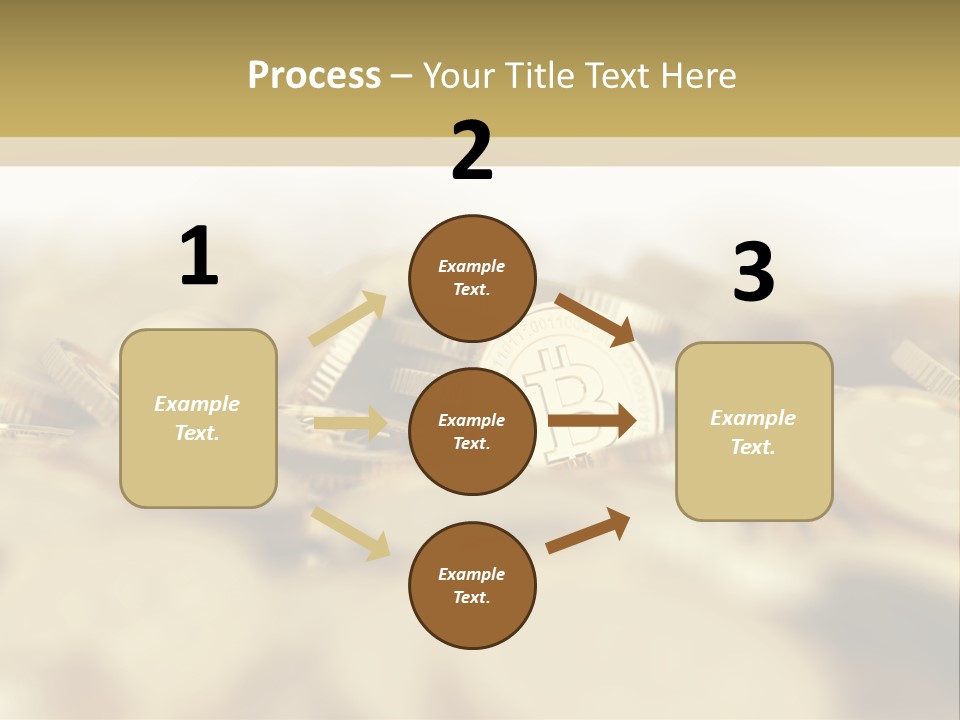 A Pile Of Gold Coins With A Bit Coin On Top PowerPoint Template