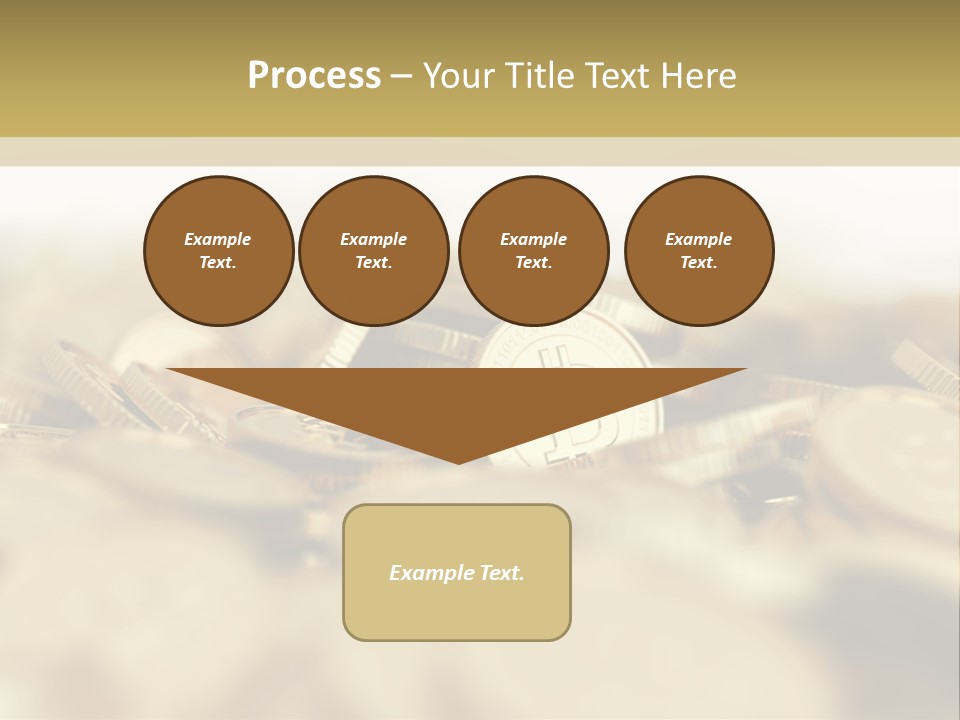 A Pile Of Gold Coins With A Bit Coin On Top PowerPoint Template