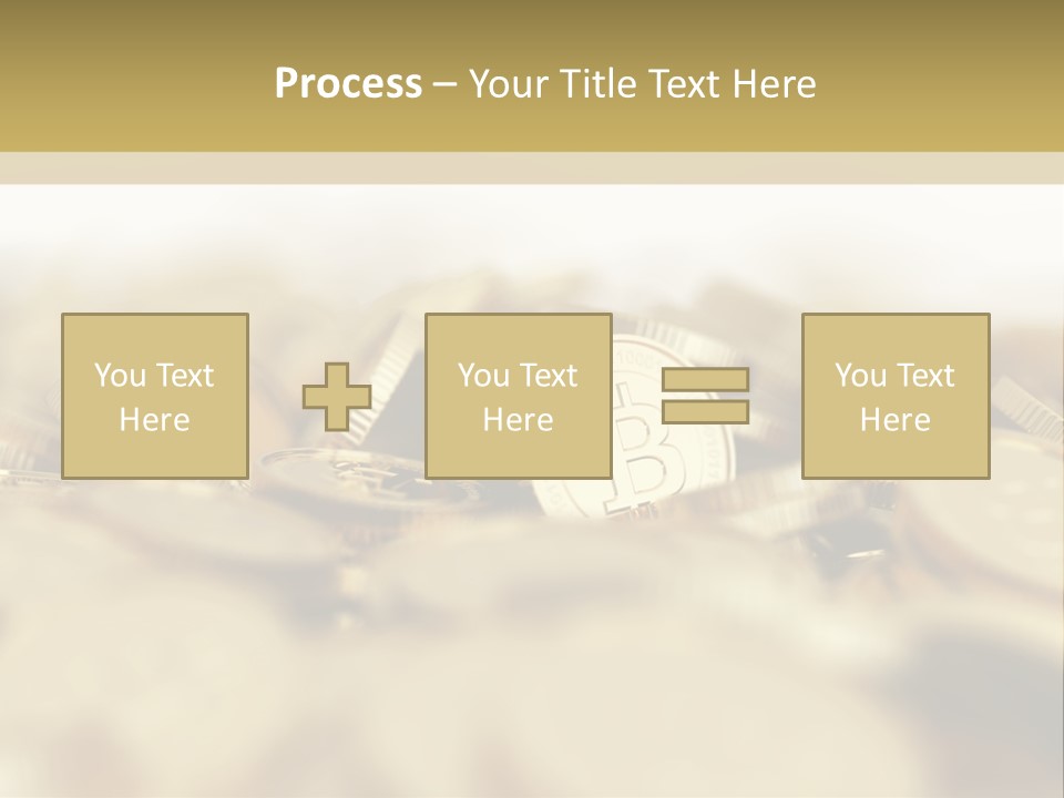 A Pile Of Gold Coins With A Bit Coin On Top PowerPoint Template