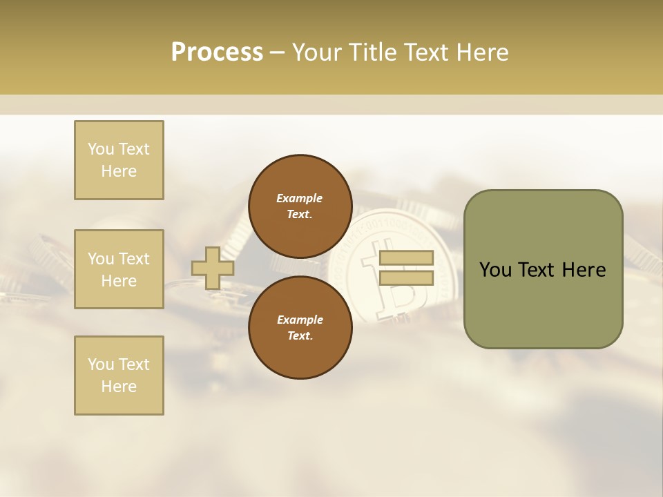 A Pile Of Gold Coins With A Bit Coin On Top PowerPoint Template