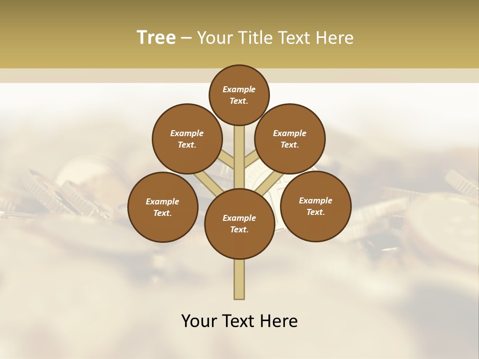 A Pile Of Gold Coins With A Bit Coin On Top PowerPoint Template