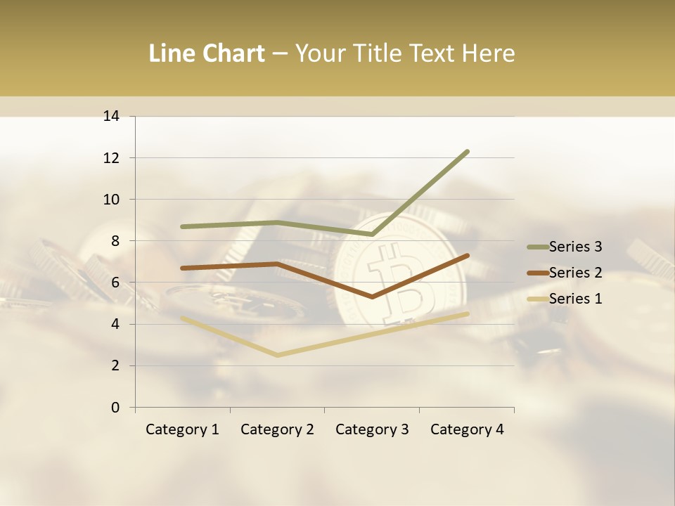 A Pile Of Gold Coins With A Bit Coin On Top PowerPoint Template