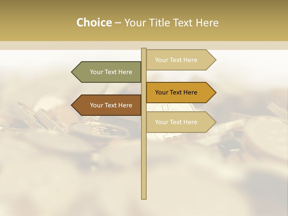 A Pile Of Gold Coins With A Bit Coin On Top PowerPoint Template