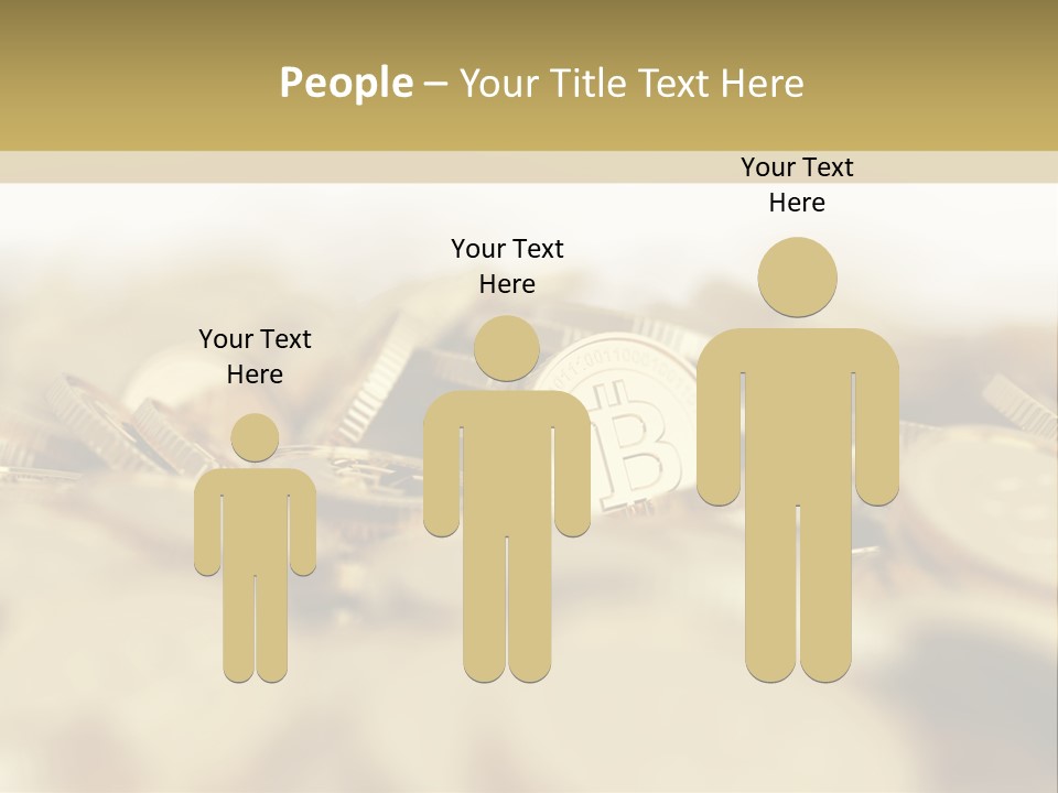 A Pile Of Gold Coins With A Bit Coin On Top PowerPoint Template