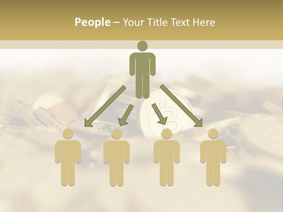 A Pile Of Gold Coins With A Bit Coin On Top PowerPoint Template