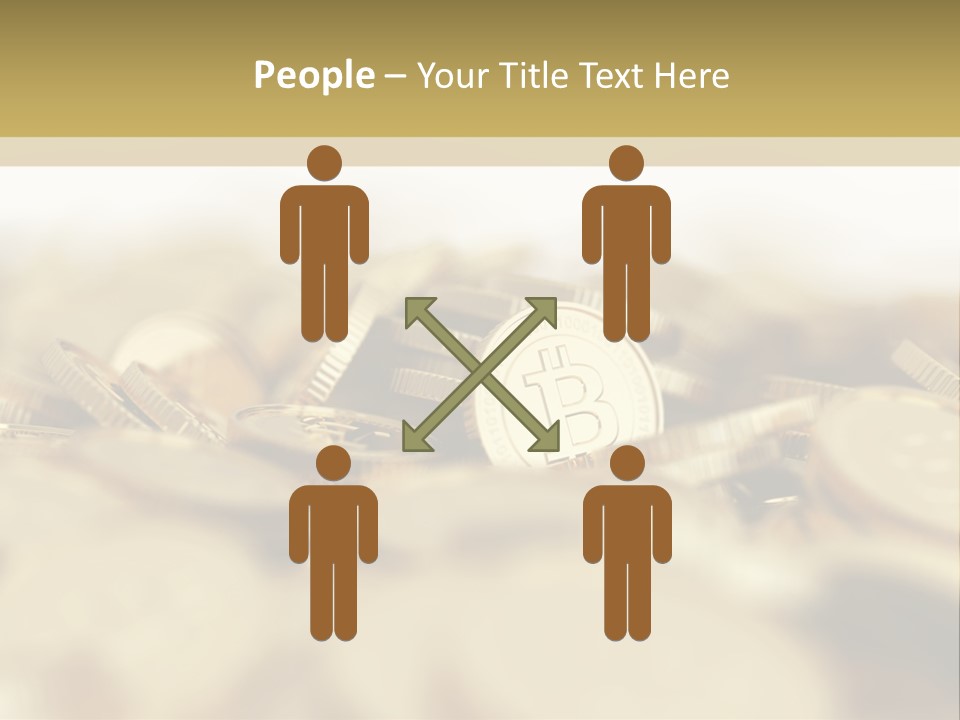 A Pile Of Gold Coins With A Bit Coin On Top PowerPoint Template