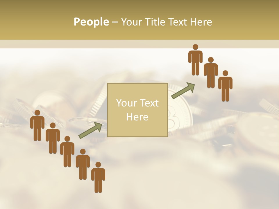 A Pile Of Gold Coins With A Bit Coin On Top PowerPoint Template