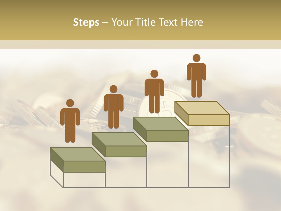 A Pile Of Gold Coins With A Bit Coin On Top PowerPoint Template