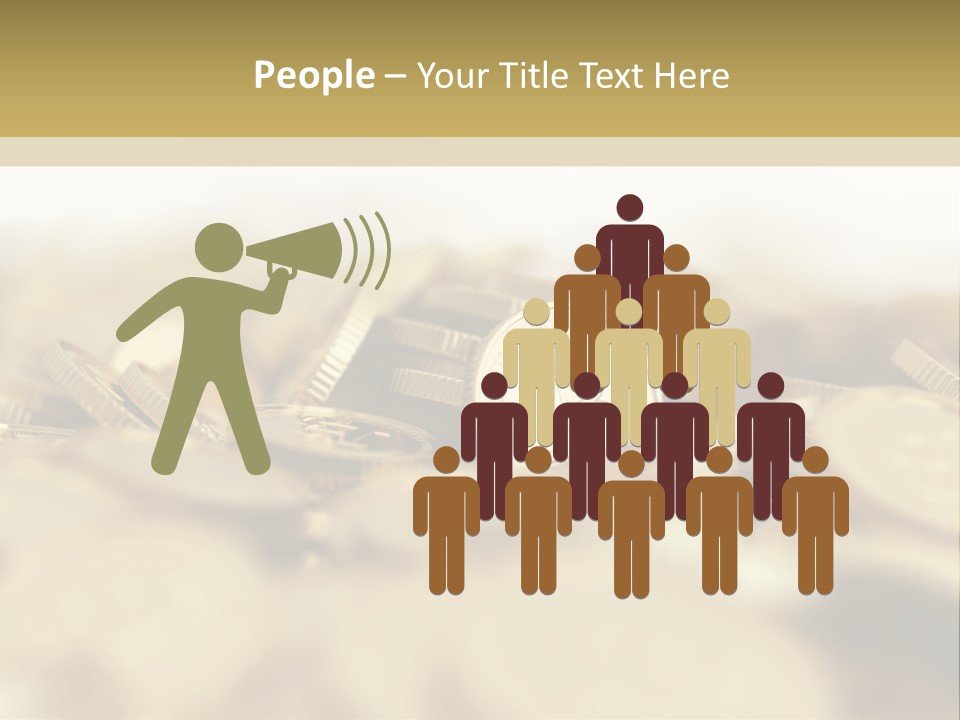 A Pile Of Gold Coins With A Bit Coin On Top PowerPoint Template