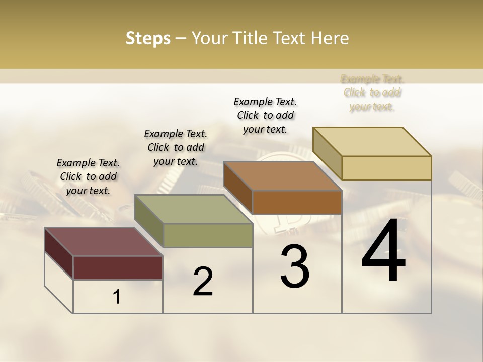 A Pile Of Gold Coins With A Bit Coin On Top PowerPoint Template