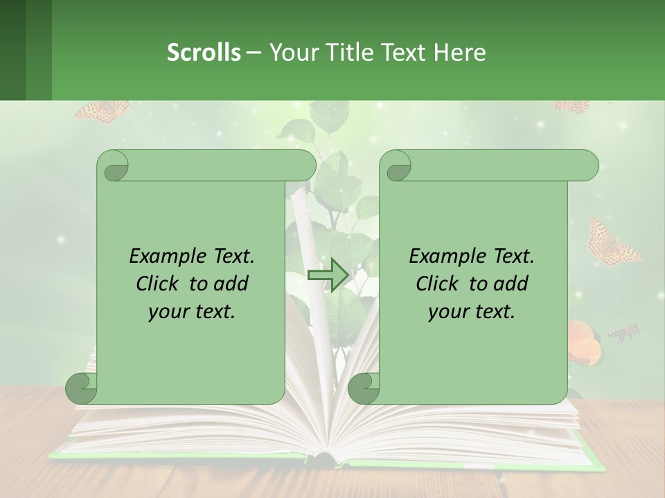 An Open Book With A Plant Growing Out Of It PowerPoint Template
