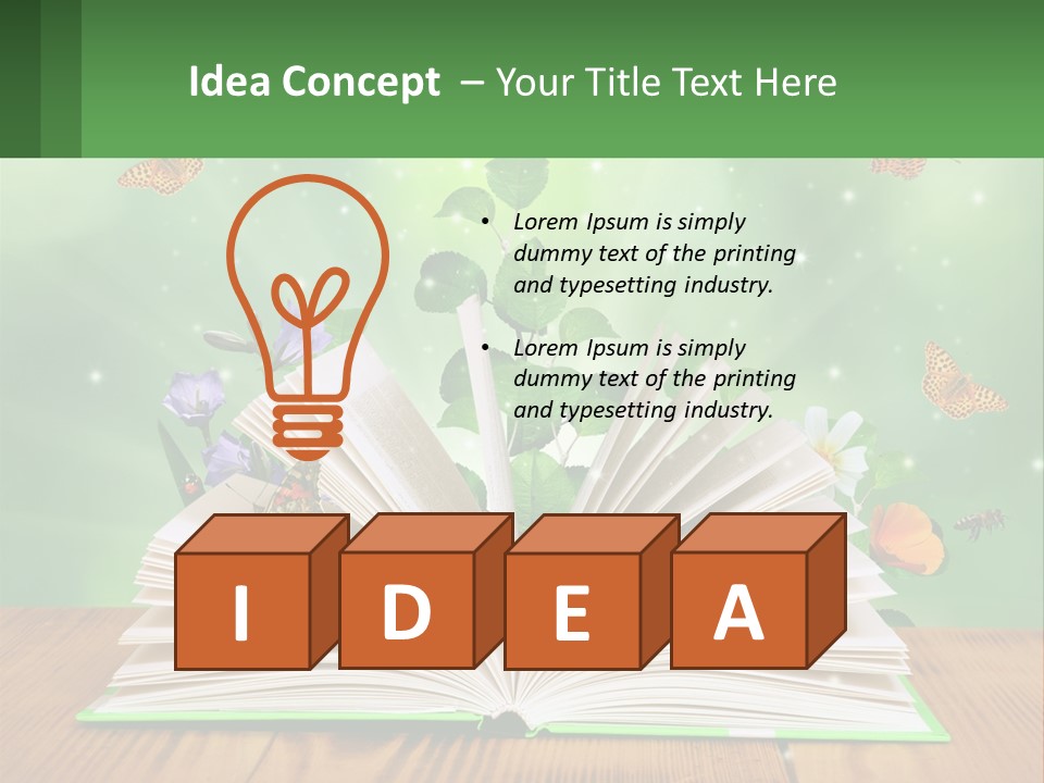 An Open Book With A Plant Growing Out Of It PowerPoint Template