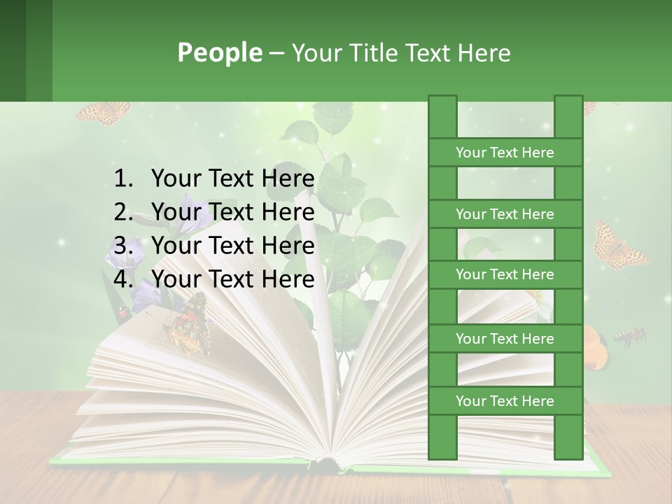 An Open Book With A Plant Growing Out Of It PowerPoint Template