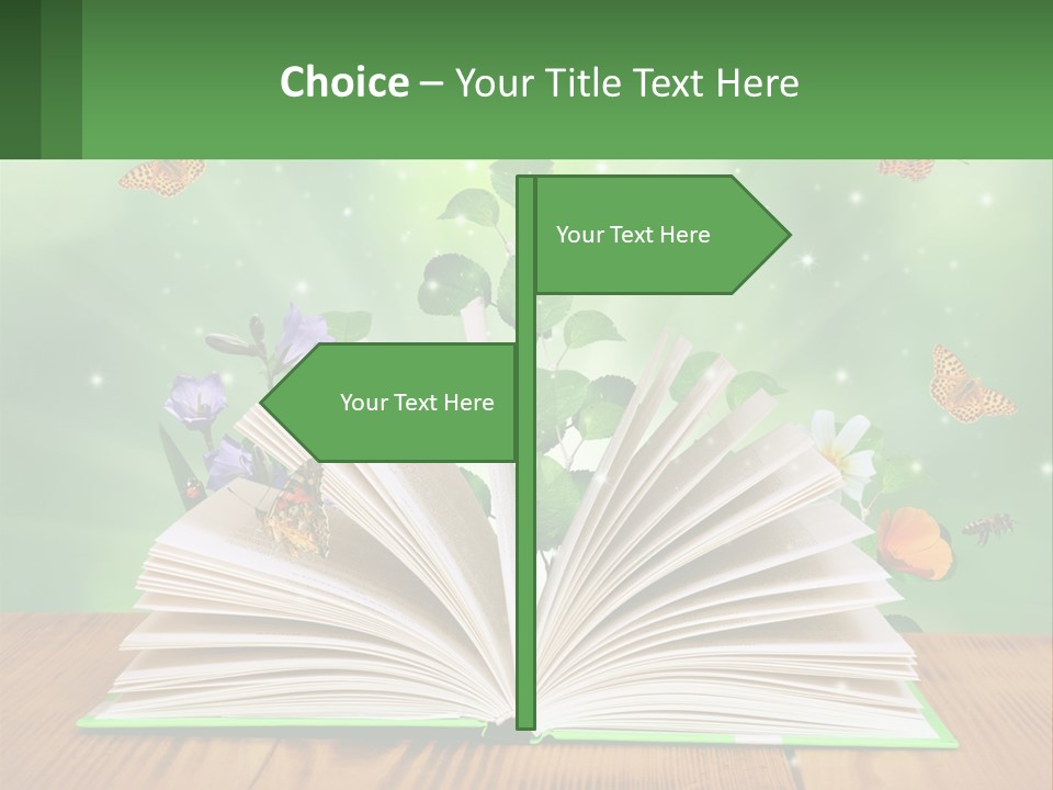 An Open Book With A Plant Growing Out Of It PowerPoint Template
