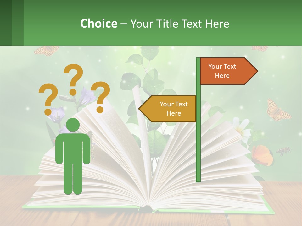 An Open Book With A Plant Growing Out Of It PowerPoint Template