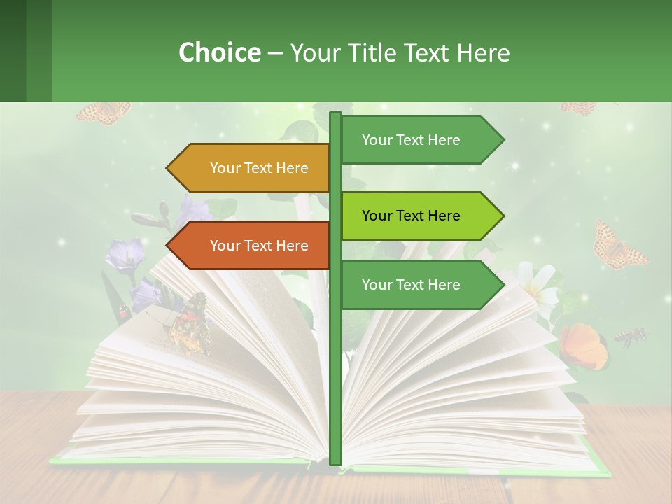 An Open Book With A Plant Growing Out Of It PowerPoint Template