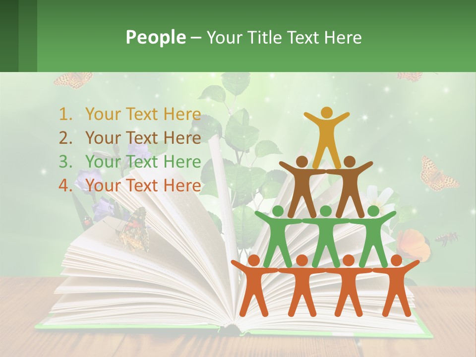 An Open Book With A Plant Growing Out Of It PowerPoint Template