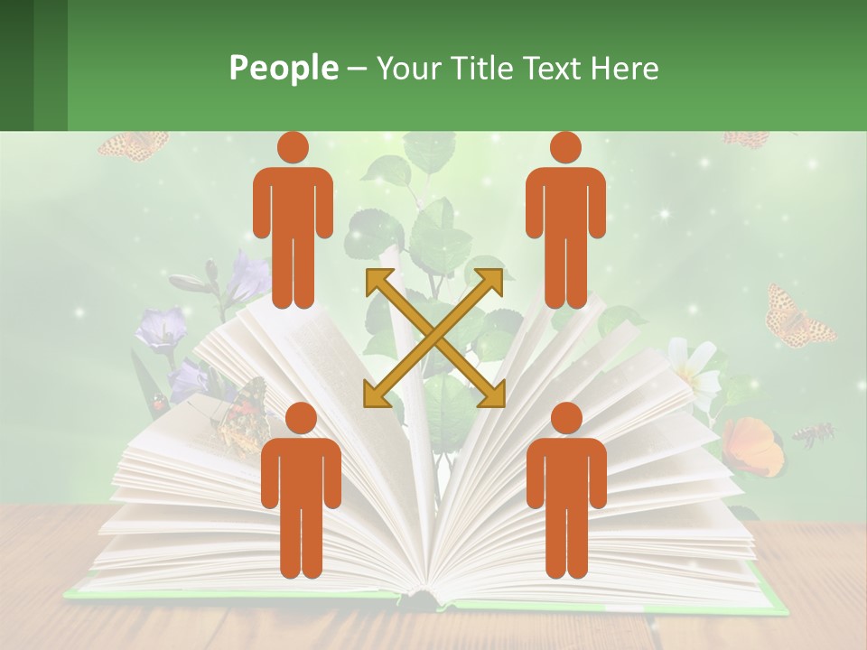An Open Book With A Plant Growing Out Of It PowerPoint Template