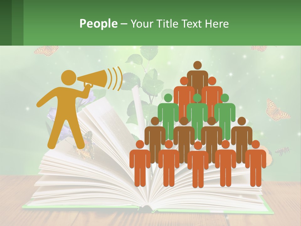 An Open Book With A Plant Growing Out Of It PowerPoint Template