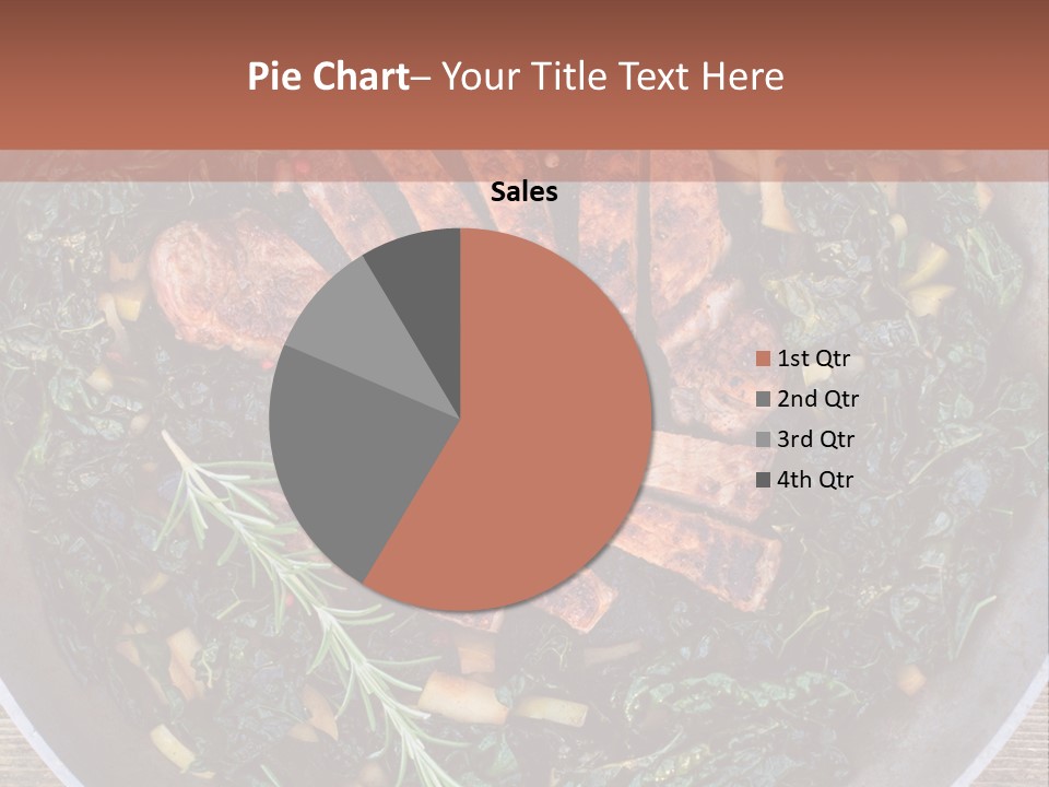 A Pan Filled With Meat And Greens On Top Of A Wooden Table PowerPoint Template