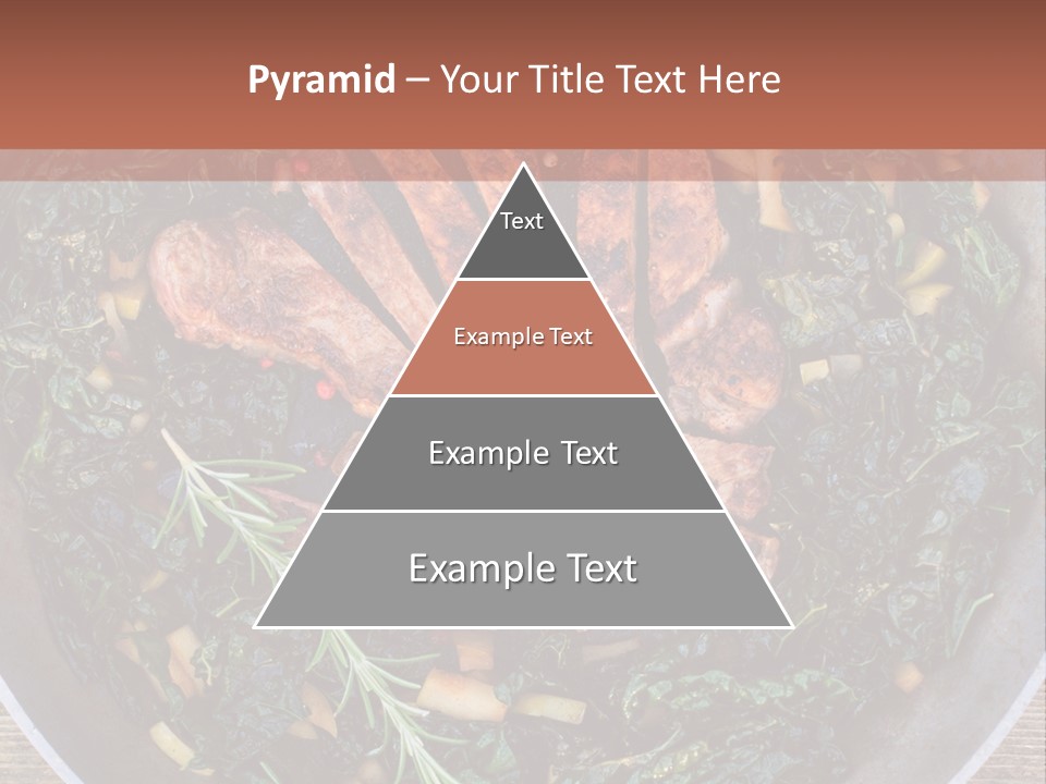 A Pan Filled With Meat And Greens On Top Of A Wooden Table PowerPoint Template