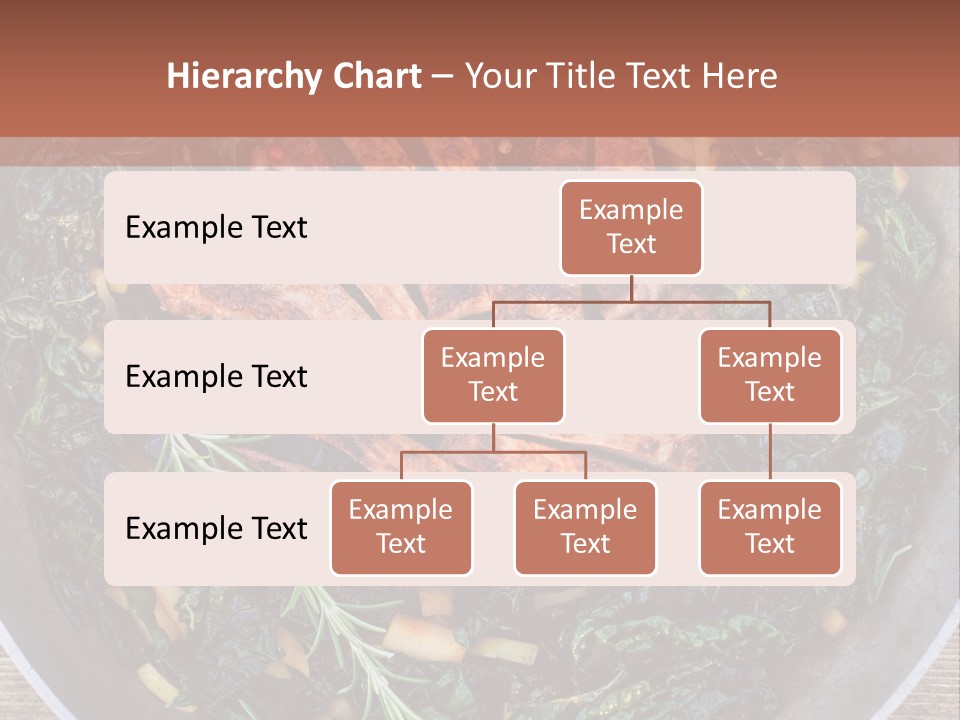 A Pan Filled With Meat And Greens On Top Of A Wooden Table PowerPoint Template