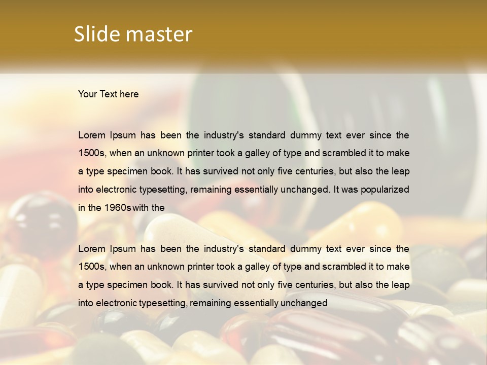 A Bottle Of Pills And Pills On A Table PowerPoint Template