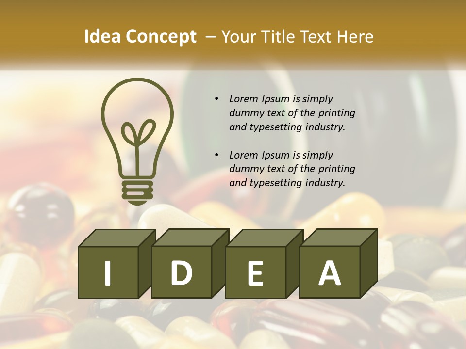 A Bottle Of Pills And Pills On A Table PowerPoint Template