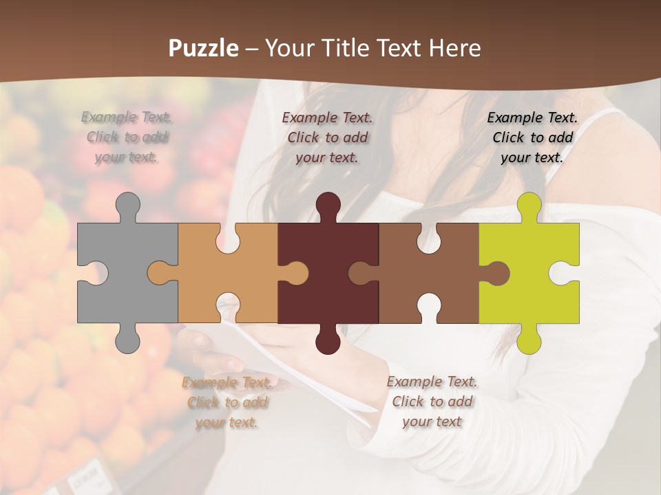 A Woman In A Grocery Store Writing On A Clipboard PowerPoint Template