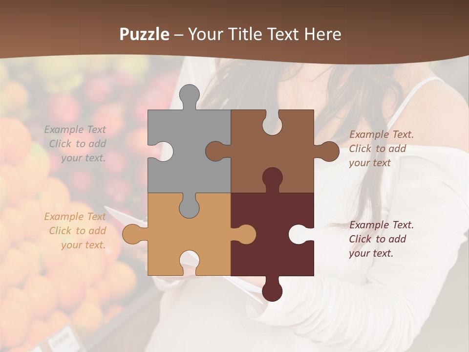 A Woman In A Grocery Store Writing On A Clipboard PowerPoint Template