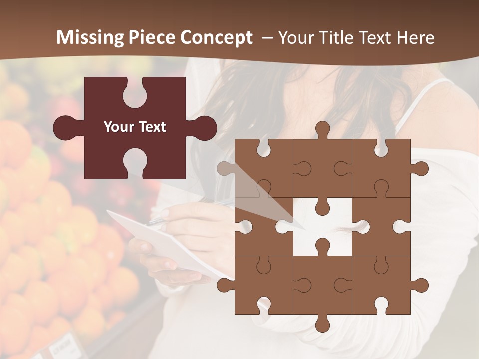 A Woman In A Grocery Store Writing On A Clipboard PowerPoint Template