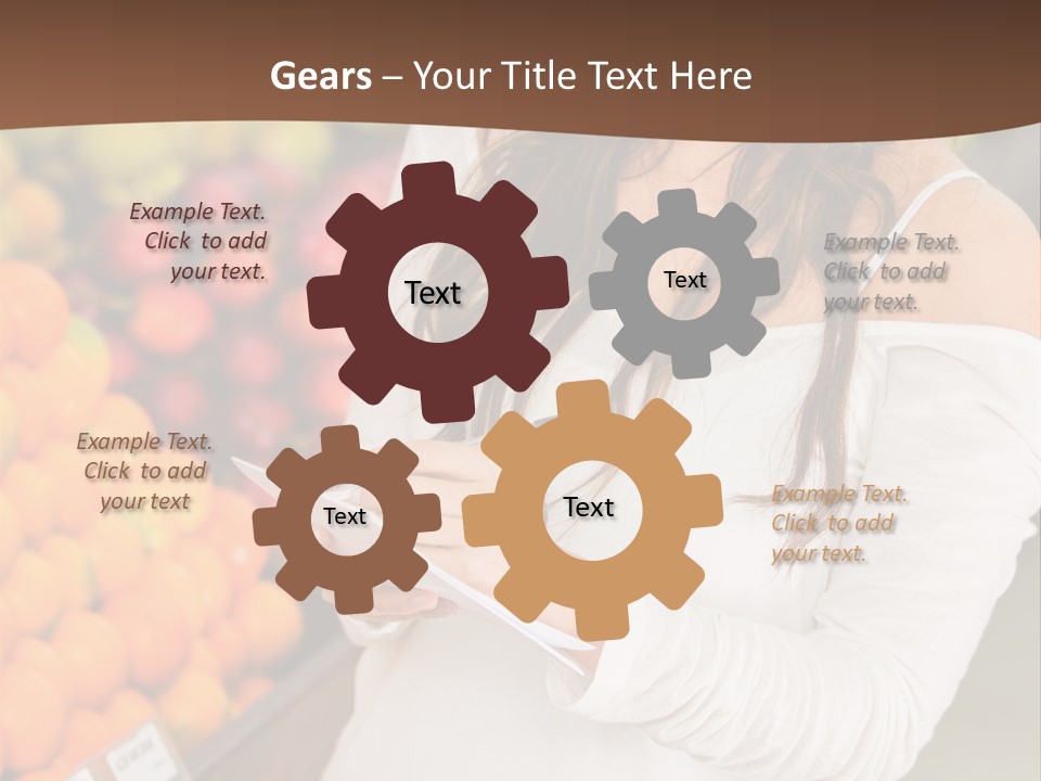 A Woman In A Grocery Store Writing On A Clipboard PowerPoint Template