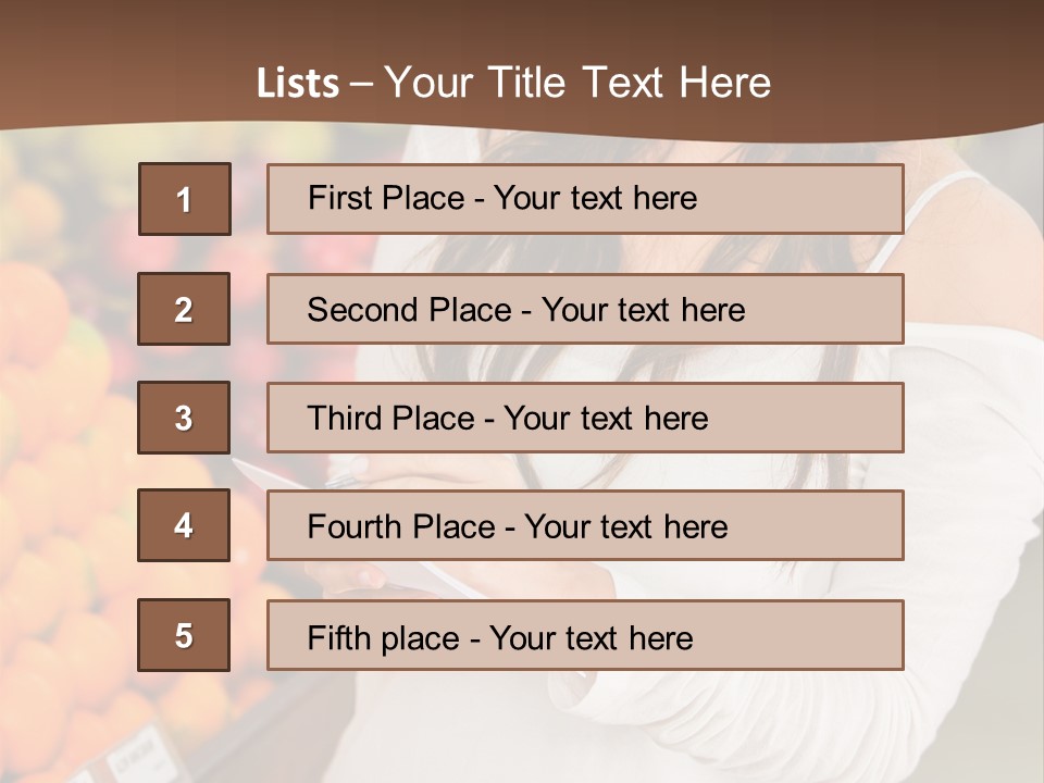 A Woman In A Grocery Store Writing On A Clipboard PowerPoint Template